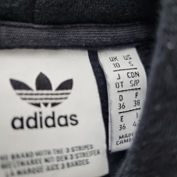 Adidas Embroidered Logo Women's Cropped Top Hoodie Long-Sleeves Sweatshirt Large - Picture 6 of 6